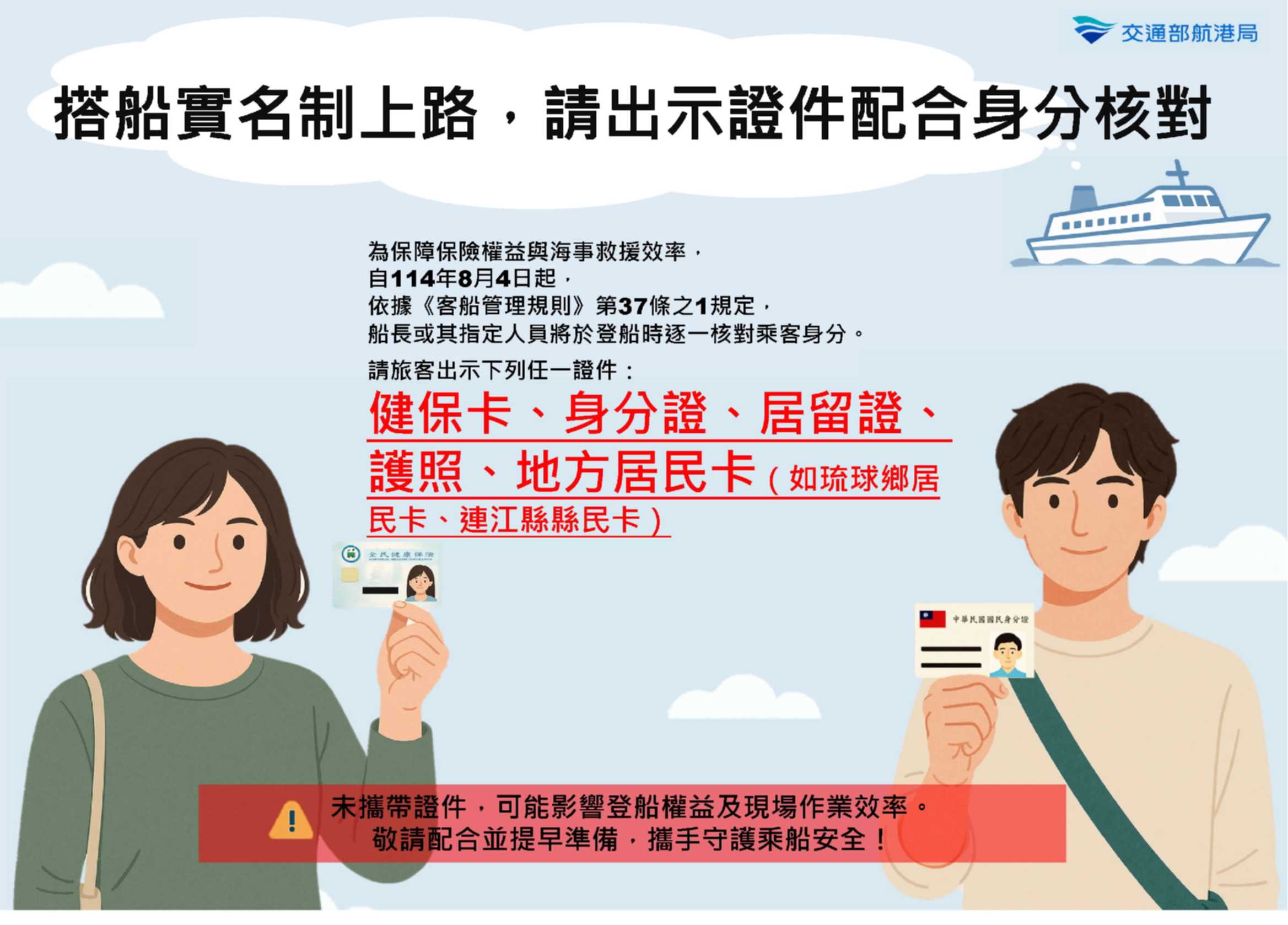 搭船實名制海報
