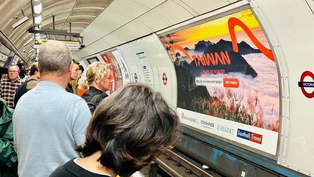 113年9-10月在倫敦地鐵站刊登約1個月的台灣觀光宣傳廣告